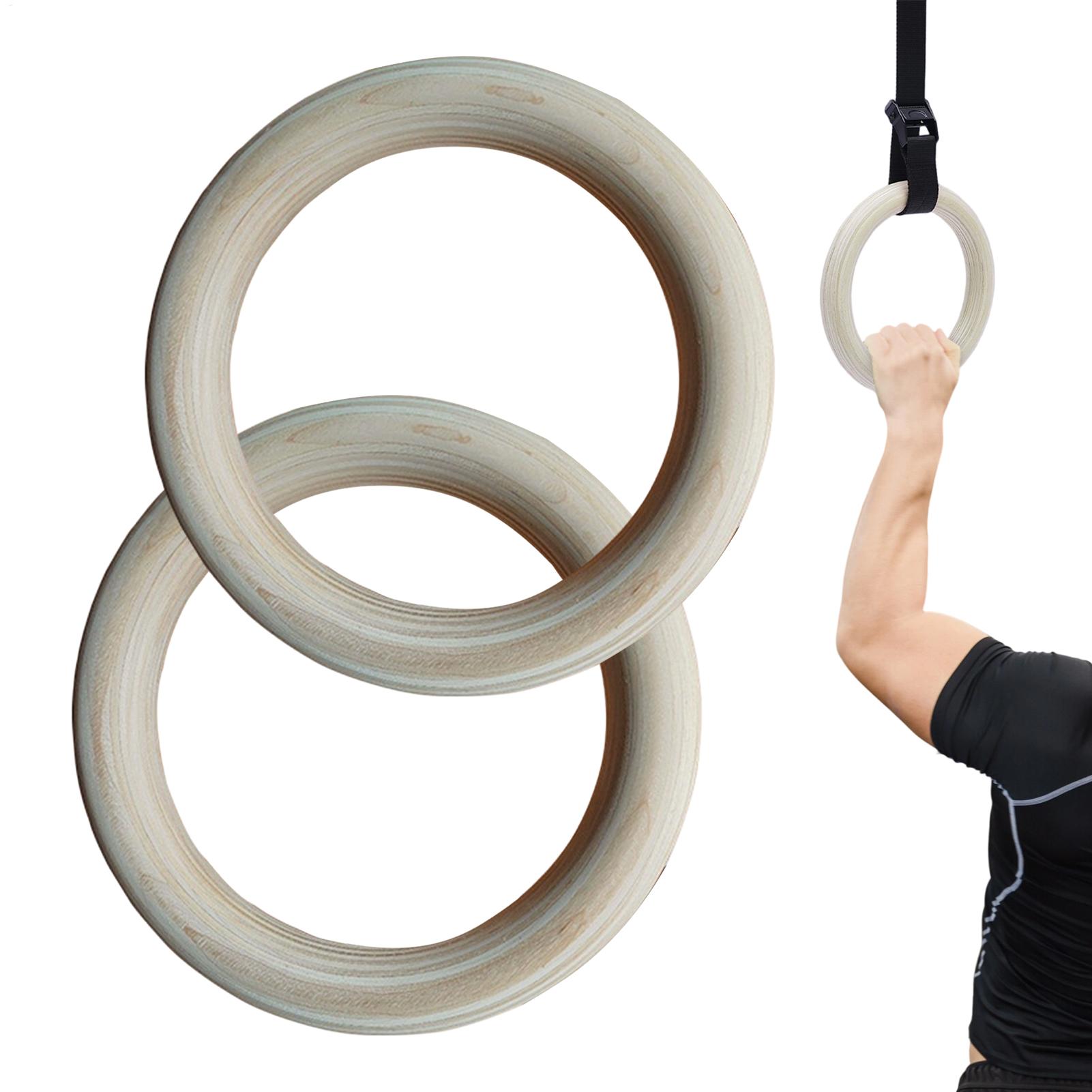 Gymnastic Ring Wood - 2개/쌍 나무 휴대용 체조 링 체육관